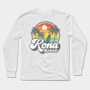 Vintage Kona Beach Hawaii Surf Hawaiian Surfing 70's Gift Long Sleeve T-Shirt